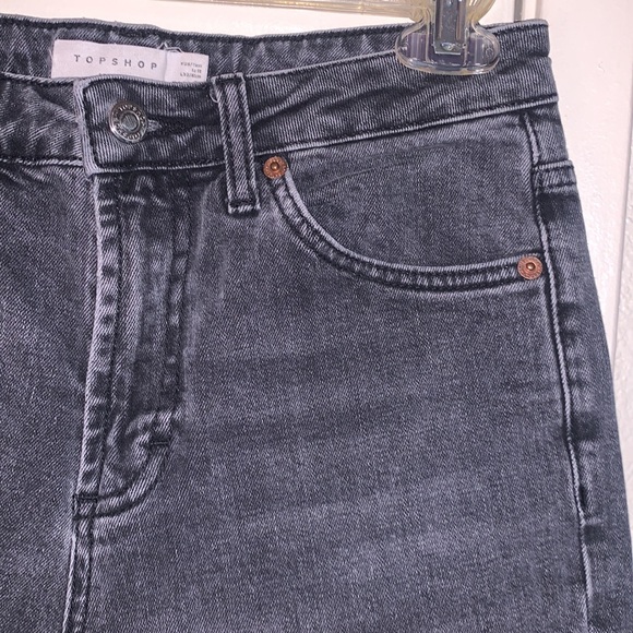 Top Shop High Waist Straight Leg Cut-Off Denim - Picture 6 of 15